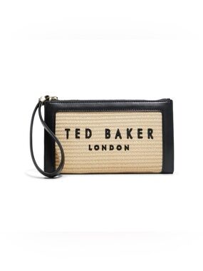 Ted Baker “NAOMI” Clutch 
Black & Natural Rafia Wristlet Pouch